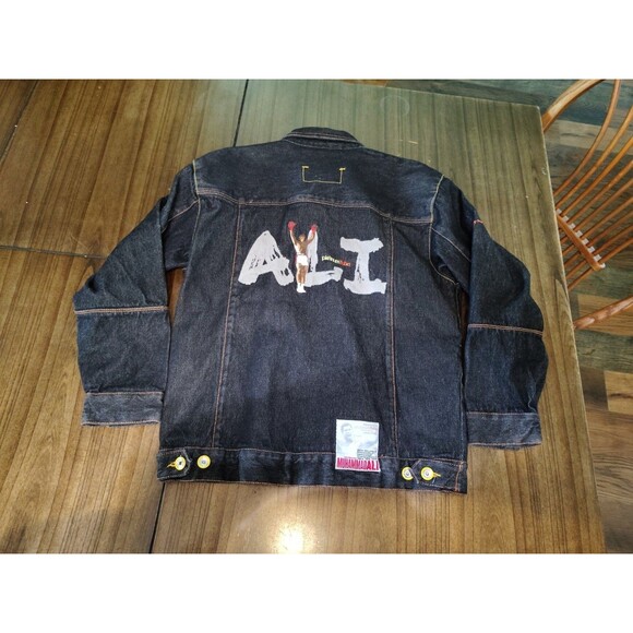 Rare Platinum Fubu Limited Edition Muhammad Ali Black Denim Jacket Large 16-18 - Picture 7 of 10